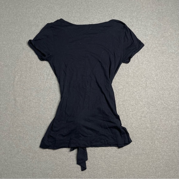 T.La Tunic Womens Small Blue Solid Short Sleeve Tie Front Tunic Casual - Picture 10 of 11